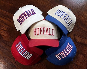 BUFFALO Embroidered Custom Hat - Personalized Trucker Retro Arched Block Snapback Cap