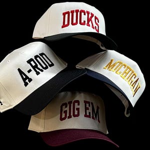 Custom Text Hat, Embroidered Athletic Block Personalized Cap, 2 Tone Retro Adjustable Cap