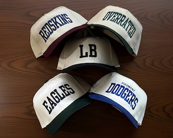 Custom Retro Hat, Personalized Embroidered Cap, 5 Panel Adjustable Snapback Trucker Two Tone Arched Text