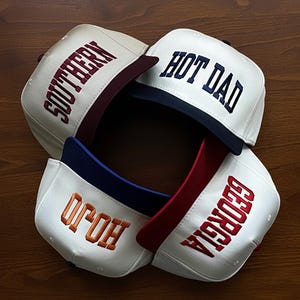 Custom Bachelorette Hat, Embroidered Personalized Trucker Cap, 5 Panel Two Tone Adjustable Snapback