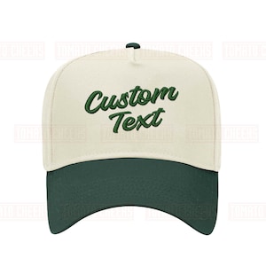 Custom Script Hat Embroidered Any Name Your Name City State School  - Personalized 2 Tone Retro Snapback Cap