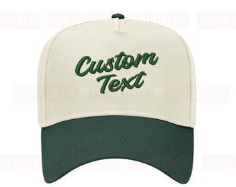 Custom Embroidered Hat, Personalized Script Cap, 2 Tone Retro Adjustable Cap