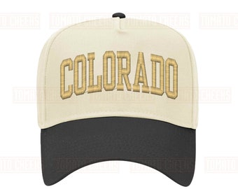 Colorado Hat -  Custom Embroidered Cap State University Retro Block Black Two Tone Snapback Hat - Fast Ship Gift