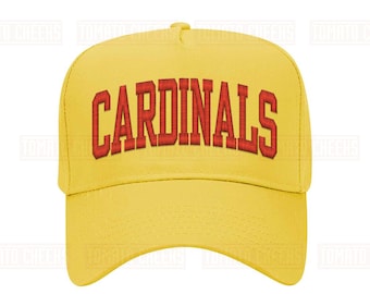 Custom Cardinals Embroidered Trucker Hat - Personalized Retro Arched Block TwoTone Snapback Cap