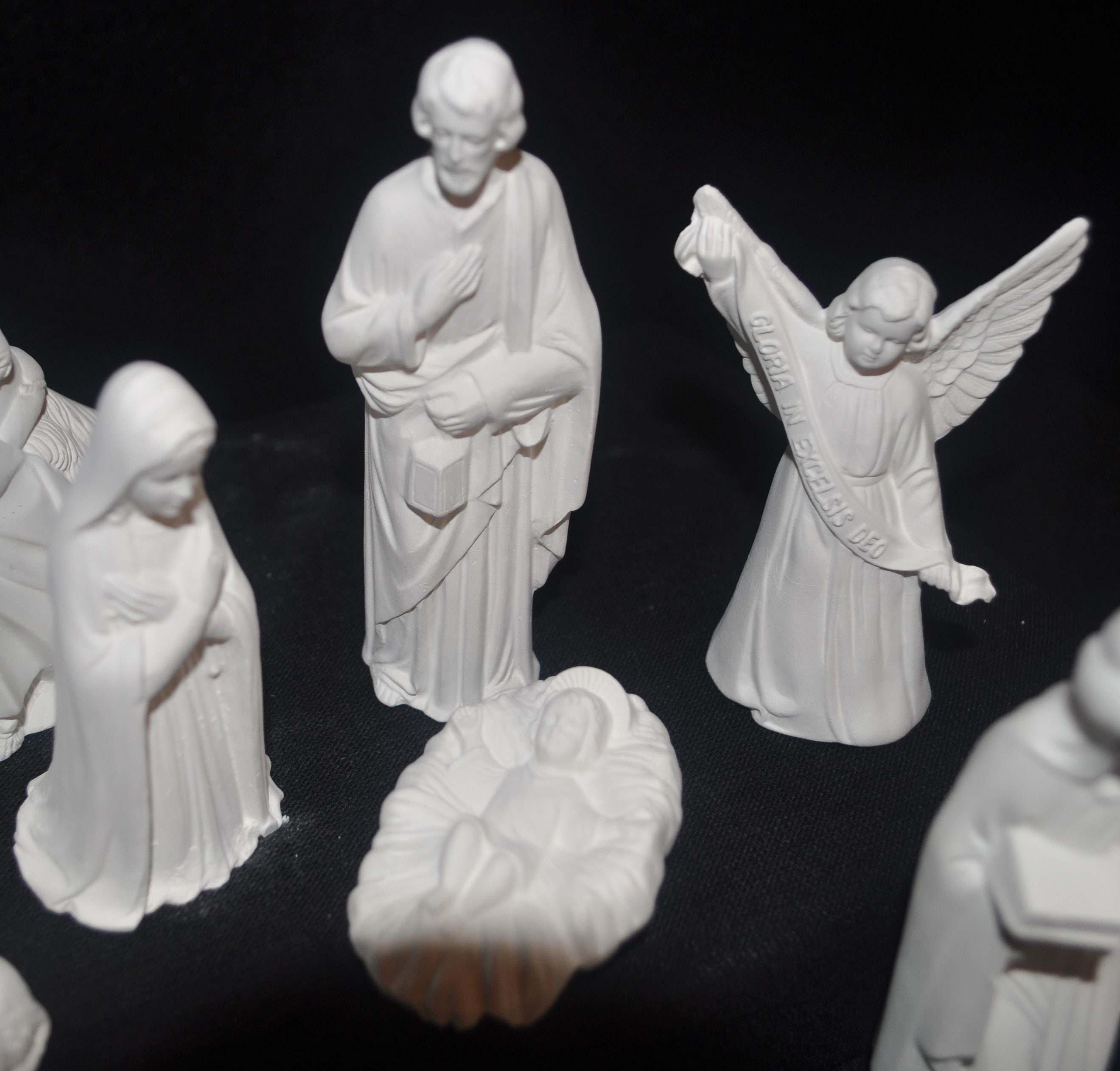 17 Piece Medium Ceramic Bisque Nativity Scene Etsy