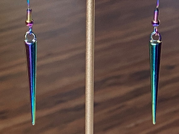 Rainbow spike earrings deals