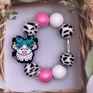 Highland Cow Girl Cup Charm: Silicone Tumbler Handle Bracelet