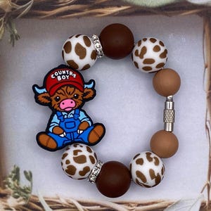 Highland Cow Cup Charm: Country Boy Overalls, Silicone Tumbler Accessory