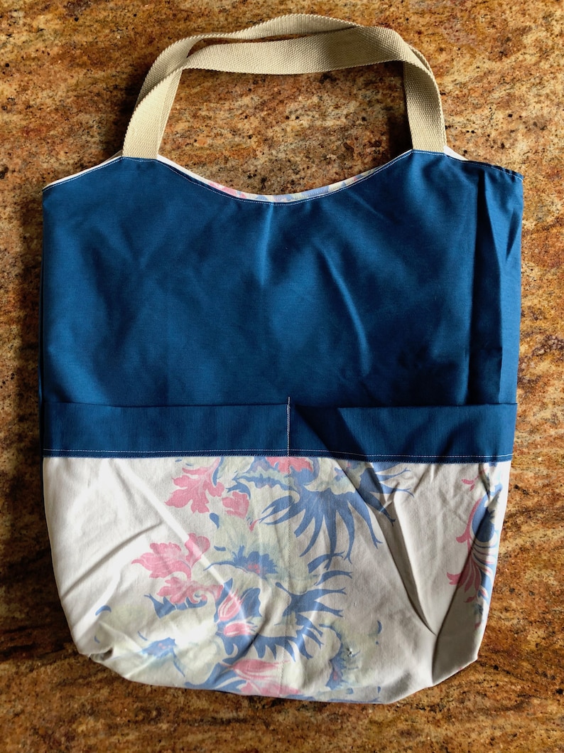 Vintage Tablecloth Market Bag Handmade Bag Vintage Tablecloth Farmers Market Bag Gardeners Gift