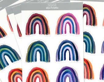 Weißes Vinyl Regenbogen Sticker Sheet