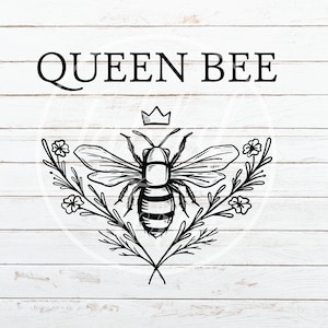 Queen Bee Farmhouse PNG File Instant Download Sublimation T-Shirt Design Bee Keeper Bumble Bee Farm Crown Royal Tee Shirt Tshirt