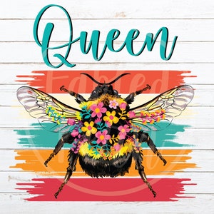 Queen Bee Floral PNG Amante de Abelha com Flores Download Instantâneo Design de Camiseta de Sublimação