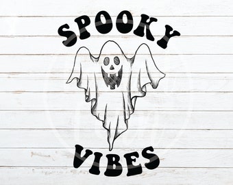 Spöklika vibbar PNG Ghost Graphic Boo Sublimation Design, Halloween Sublimation, Retro Typsnitt, Retro Höst PNG, Digital Nedladdning