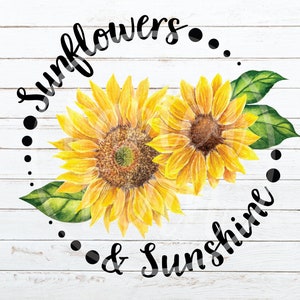 Sunflowers and Sunshine Graphic with Text PNG Instant Download Sublimation T-Shirt Design with Sunflower Typography Gardening