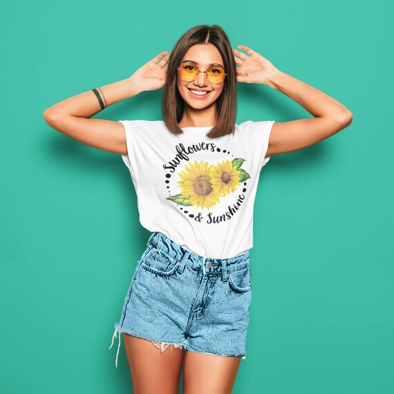 Sunflowers and Sunshine Graphic With Text PNG Instant