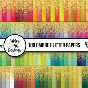 100 Colors Gold Ombre Glitter Paper 12&quot; x 12&quot; JPG Digital Download - 100 Files - Instant Download - Printable Scrapbook Card Making Crafts