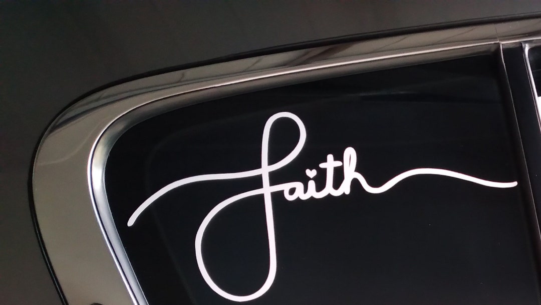 Faith Sticker Large, Plain White, Window Decal, Christian Sticker ...