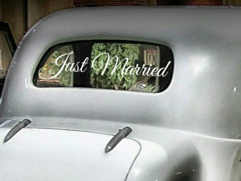 Just Married Car Rear Window Banner Sticker Decal Wedding Sign