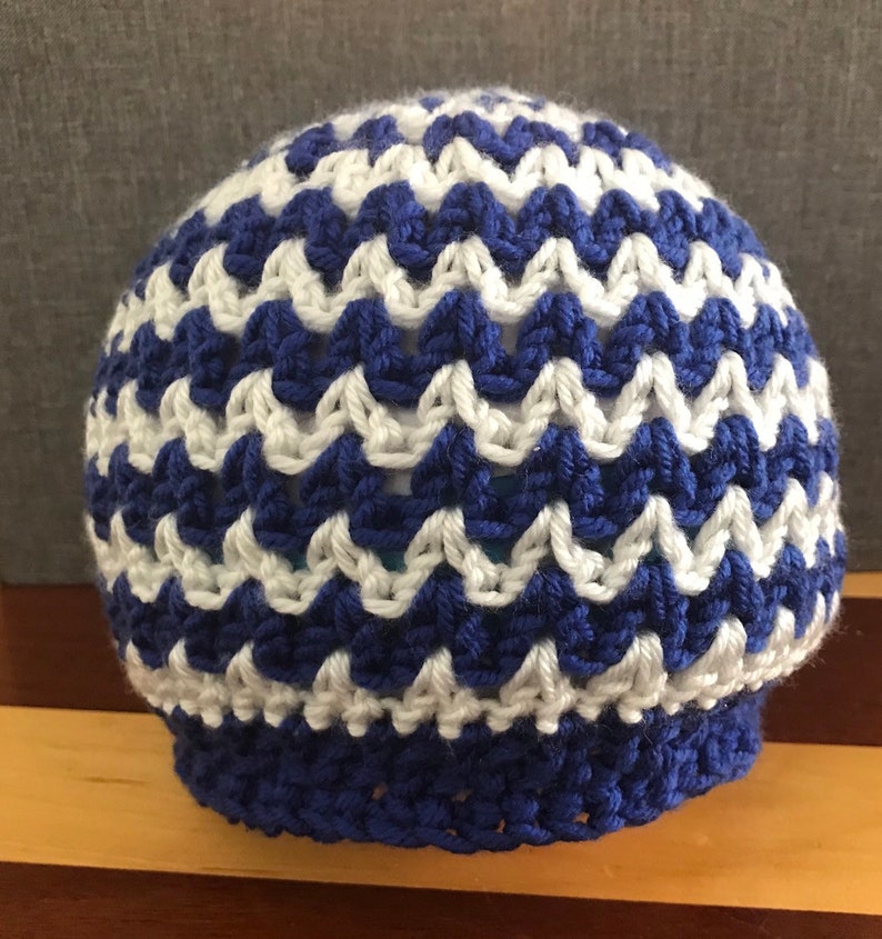 Blue And White Chevron Kids Hat