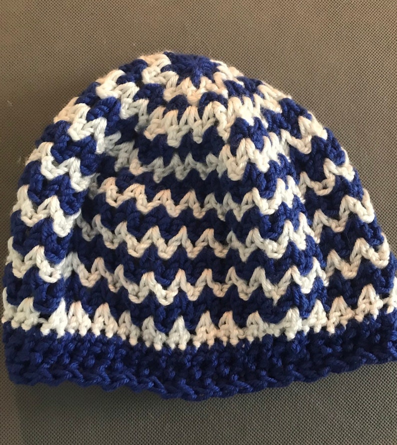 Blue And White Chevron Kids Hat