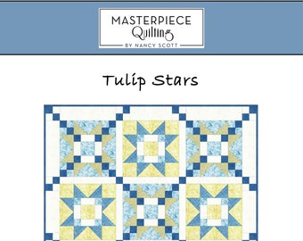 Tulip Stars Printed Quilt Pattern Spring Home Decor