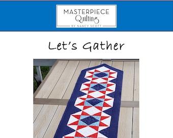 Patriotic Table Runner Pattern: Red, White & Blue Quilted Decor (PDF Download)