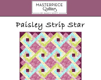 Paisley Strip Star Patchwork Quilt PDF Pattern Digital Download Batik Quilted Throw