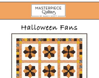 Halloween Fans Print Quilt Pattern Fall Decor Dresden Blade Blocks