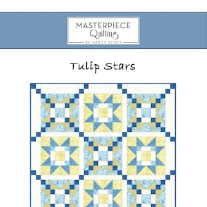 Tulip Stars Printed Quilt Pattern Spring Home Decor