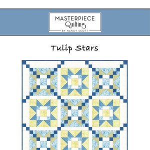 Tulip Stars Printed Quilt Pattern Spring Home Decor