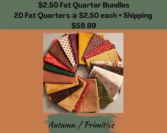 Fall Autumn Primitive Quilting Cotton Curated 20 Fat Quarter Bundle stash builder