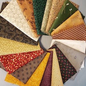Quilting Cotton Autumn Colors Curated 18 Fat Quarter Bundle Fall Quilts Primitive Rustic Decor