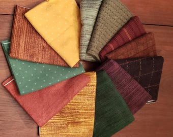 12 Fat Quarter Bundle Autumn Flannel Quilting Fabric