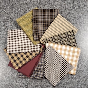 Quilting Cotton Homespun Autumn Colors Curated 10 Fat Quarter Bundle Fall Quilts Primitive Rustic Decor
