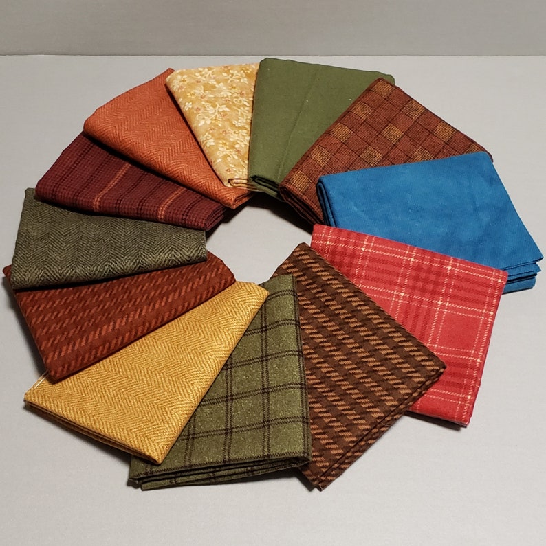 12 Fat Quarter Bundle Autumnal Flannel Quilting Fabrics Etsy
