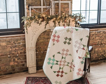 Quilt Pattern Mistletoe Magic Throw & Pillow Print Pattern Christmas Quilt