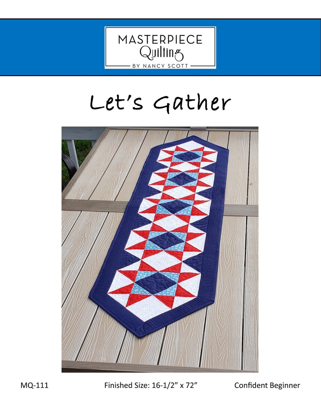 Patriotic Table Runner Pattern: Red, White & Blue Quilted Decor (PDF ...