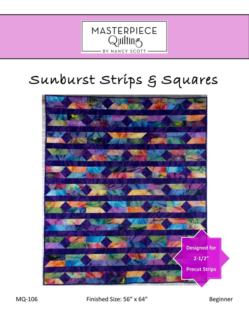 Sunburst Strips & Squares Quilt  PDF Pattern image 1