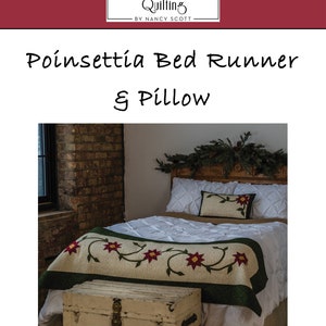 Poinsettia Bed Runner & Pillow Quilt Pattern: Christmas Decor (PDF Pattern) image 2