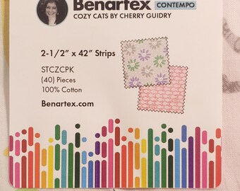 Cozy Cats von Cherry Guidry für Benartex vorgeschnittene Streifenpackung