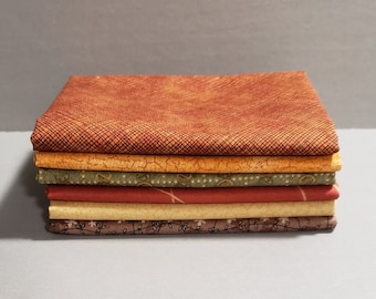 6 Fat Quarter Bundle "Our Pick" of Autumn Fall Primitive Civil War Harvest Colorway Quilting Cotton