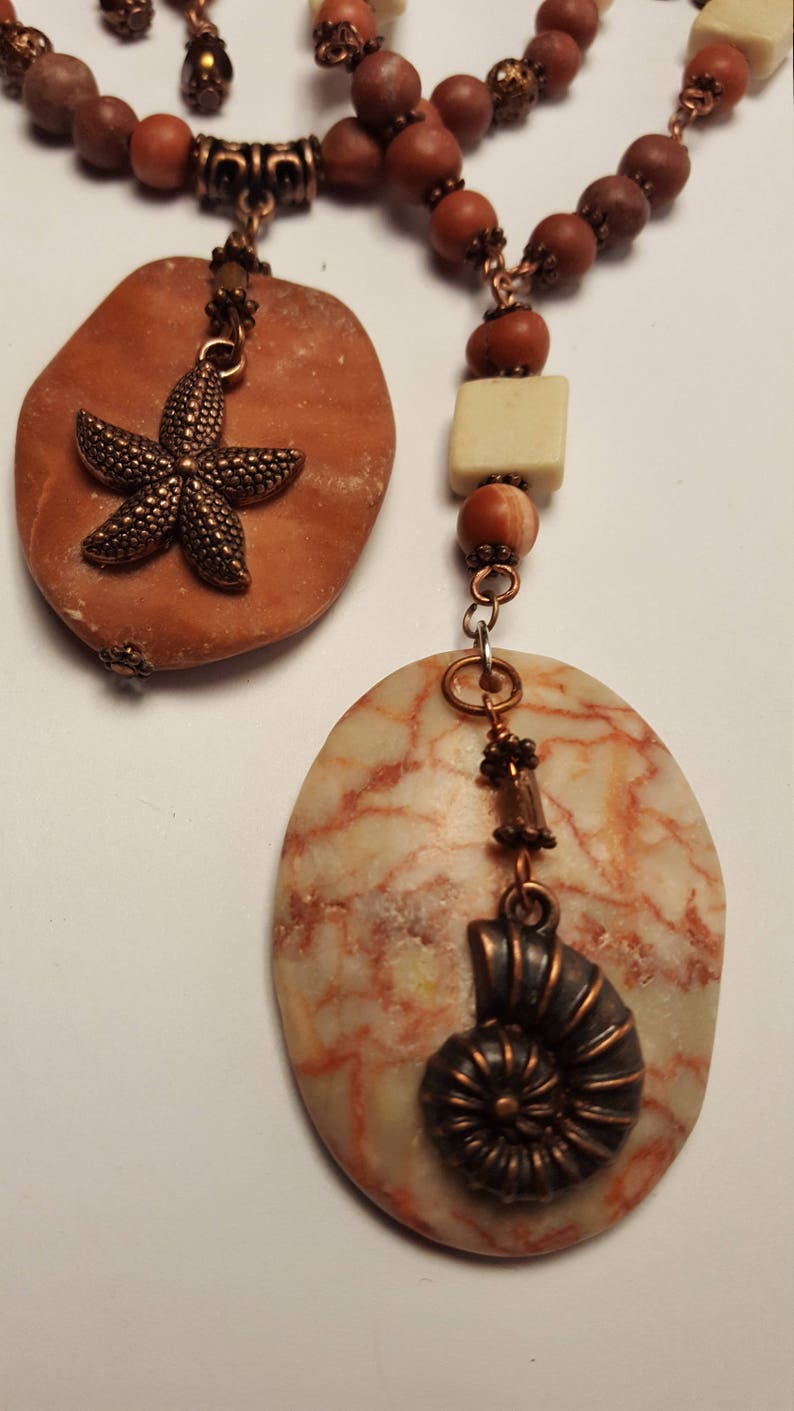 Statement Stone Pendant necklace set Gift idea!