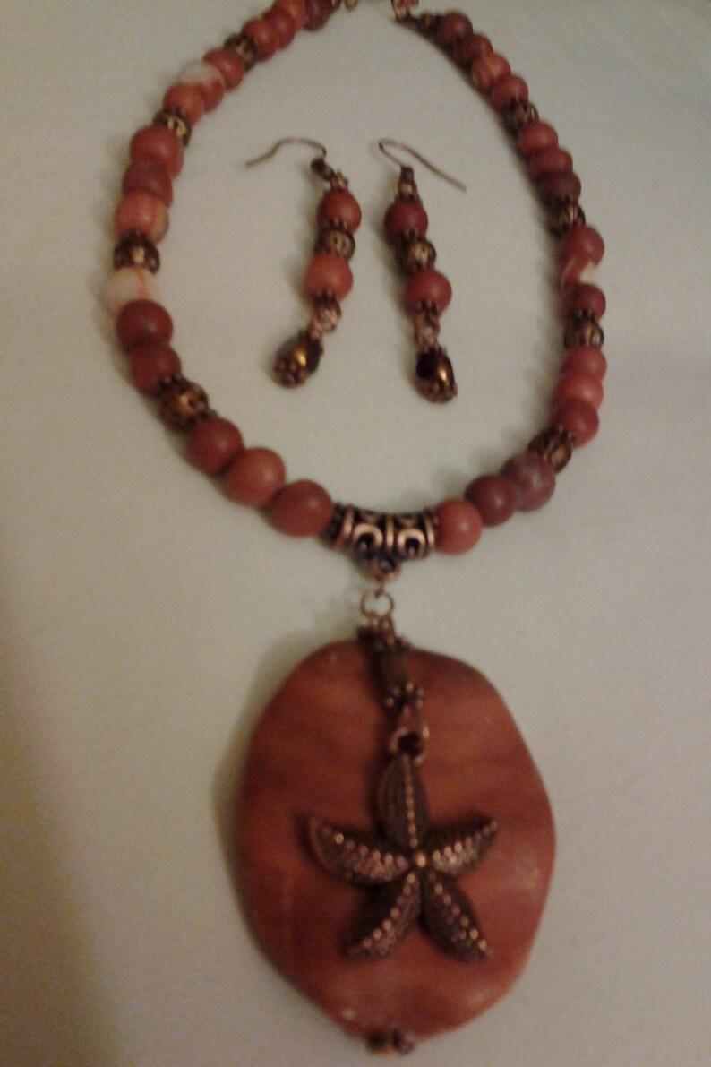 Statement Stone Pendant necklace set Gift idea!