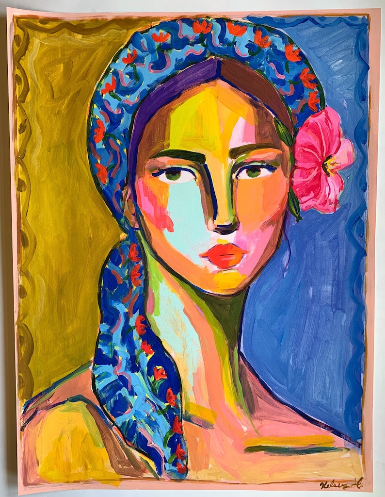 Abstract Painter Print Scarf in Blue main image 1