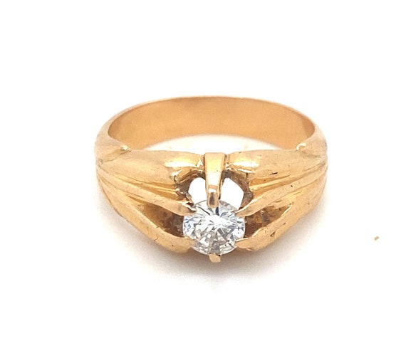 Original Art Nouveau .45 Carat Diamond 18K Gold R… - image 1