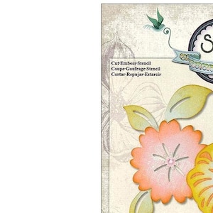 Pode incluir: Conjunto de cinco matrizes para artesanato com dois desenhos de flores com folhas. As matrizes são mostradas com 85% de embelezamento. As matrizes fazem parte da linha Thinlits da Sizzix.