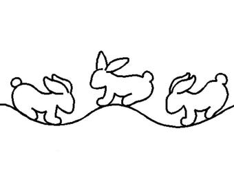 4" Bunny Rabbit Border Quilting Stencil - RB125