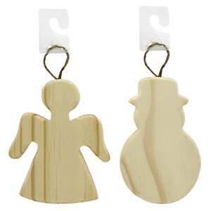 Darice Wood Unfinished Ornament Assorted Angel & Snowman (2 pieces) – 30084122