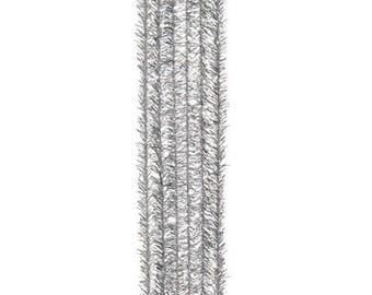 Chenille Tinsel Stems - 9mm - Silver - 15 pieces