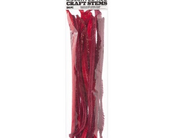 Darice Chenille Craft Stems, Tailles assorties, Rouge– 30054116